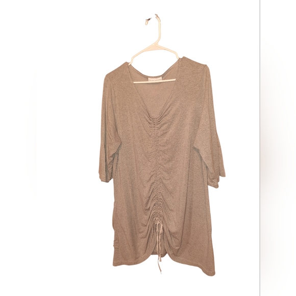 bryn Walker Tops - Bryn Walker Oversized GRAY Tunic Ruched Tie Front Boho BEACHY Coastal Large